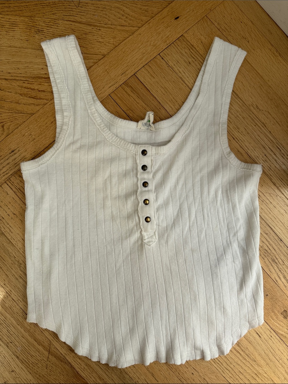 We The Free White Ribbed Henley Tank, sz. XS